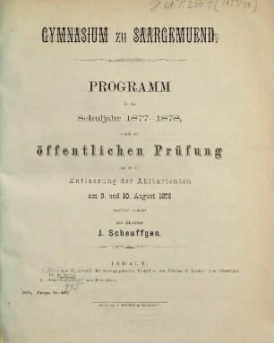 Programm : für das Schuljahr .., 1877/78