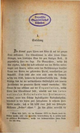 Der stille Krieg der Freimaurerei gegen Thron und Altar : Aus Dokumenten