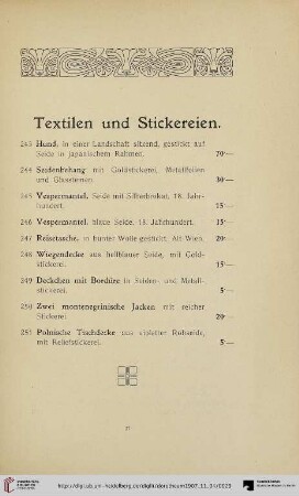 Textilien und Stickereien (Nr. 243-251)
