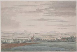 Ansicht des Dorfes Räcknitz (Dresden-Räcknitz) südlich von Dresden, Blick südöstlich in die Sächsische Schweiz