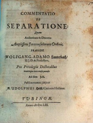 Commentatio De Separatione