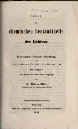Ueber die chemischen Bestandtheile des Gehirns
