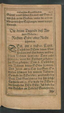 Die dritte Tugendt deß Andern Gebotts: Rechter Eydt/ oder Recht schweren.