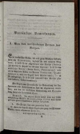Vorläufige Bemerkungen.