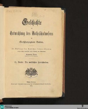 [2]: Geschichte der Entwicklung des Volksschulwesens im Grossherzogtum Baden