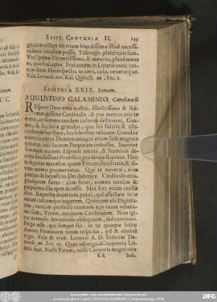 Epistola XXIX. Romam. Augustino Galaminio. Cardianli