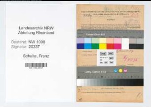 Entnazifizierung Franz Schulte, geb. 27.08.1900 (Polizeibeamter)