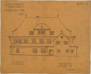 Fischer, Theodor; Tübingen; Haus Siebeck - Nordseite (Aufriss)