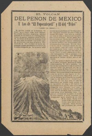 El volcán del Peñon de México y los de "El Popocatepetl" y el del "Peleé"