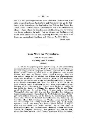 Vom Wert der Psychologie : eine Natorp-Studie ; (Schluß)