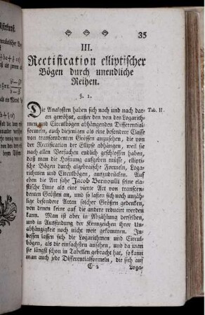 III. Recitification elliptischer Bögen durch unendliche Reihen.