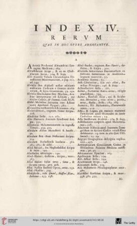Index IV. Rervm qvae in hoc Opere adnotantvr