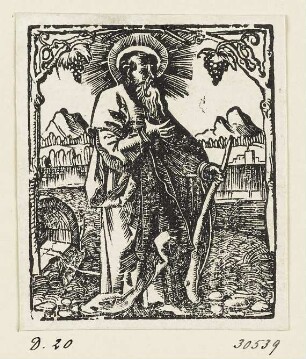 Heiliger Judas, aus: Jean Clein, "Hortulus anime cum alijs appluri=mis orationibus pristine impressioni superadditis: vt tabulam in huius cal ce annexam intuenti patentissium erit", Nürnberg