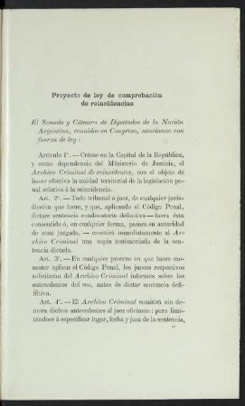 Proyecto de ley de comprobación de reincidencias
