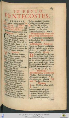 In Festo Pentecostes.