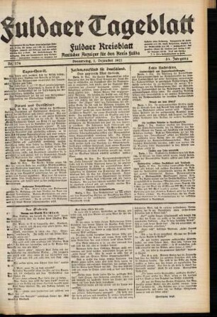 Ausgabe vom Donnerstag, den 01. Dezember 1921.