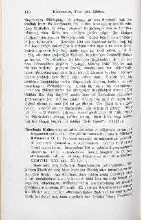 448-449 [Rezension] Hetzenauer, Michael, Vetus Testamentum