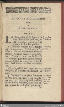 Discours Préliminaire sur la Philosophie