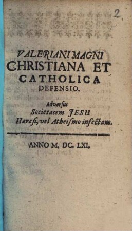 Christiana et catholica defensio adversus Societatem Jesu