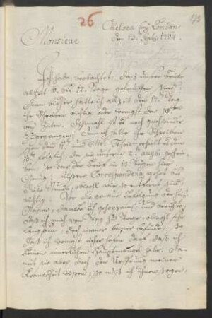 Chelsea bei London, 13.09.1764