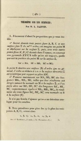 Théorème sur les surfaces.
