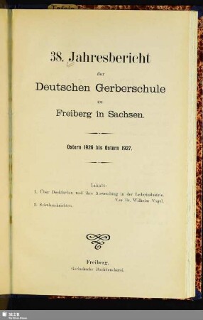 38.1926: Jahresbericht der Deutschen Gerberschule zu Freiberg in Sachsen