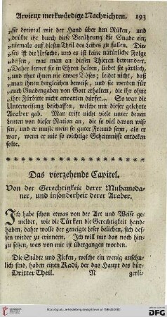 Das vierzehende Capitel. Von der Gerechtigkeit derer Muhamedaner, und insonderheit derer Araber