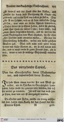 Das vierzehende Capitel. Von der Gerechtigkeit derer Muhamedaner, und insonderheit derer Araber