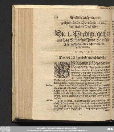 [Christliche Leichpredigten/ auß dem vierdten Buch Mose.]
