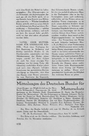 Mitteilungen des Deutschen Bundes für Mutterschutz