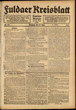 Ausgabe vom Dienstag, den 10. Juni 1919.