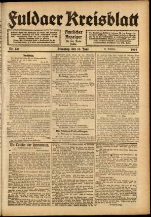 Ausgabe vom Dienstag, den 10. Juni 1919.