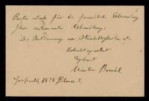 Nr. 2 Postkarte von Martin Brendel an Karl Schwarzschild. Greifswald, 2.2.1898