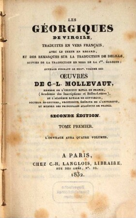 Les Géorgiques, Tome 1