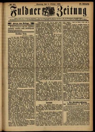 Erste Ausgabe vom Sonntag, den 08. Oktober 1893.