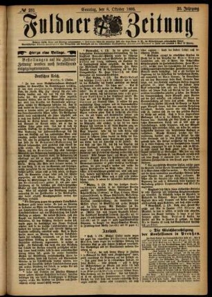 Erste Ausgabe vom Sonntag, den 08. Oktober 1893.