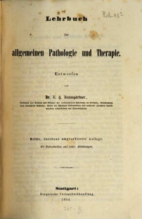 Lehrbuch der allgemeinen Pathologie und Therapie