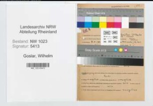 Entnazifizierung Wilhelm Goslar , geb. 17.10.1890 (Oberregierungsrat)