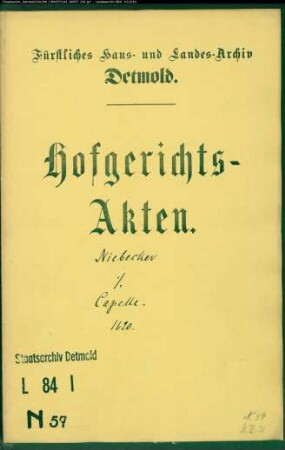 Niebecker, Konrad, D. gegen Bernhard Capelle und Heinrich Möller, Dechen der Pfarrkirche zu Detmold - Schuldforderung