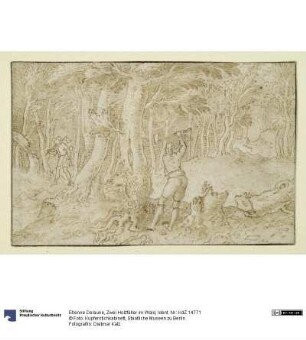 Zwei Holzfäller im Wald