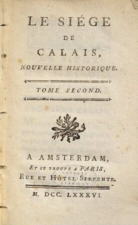 Le siège de Calais : nouvelle historique, 2
