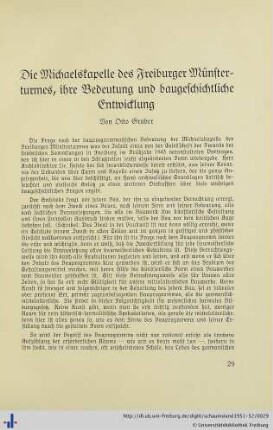 Die Michaelskapelle des Freiburger Münsterturms, ihre Bedeutung und baugeschichtliche Entwicklung.