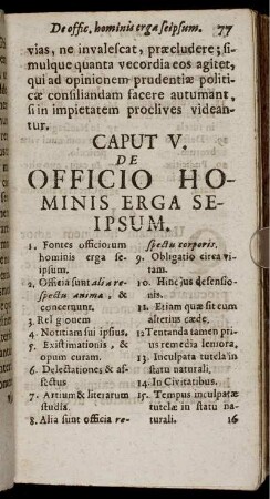 Caput V. De Officio Hominis Erga Seipsum.