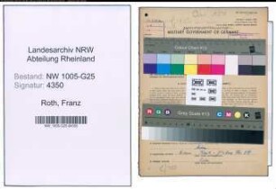 Entnazifizierung Franz Roth , geb. 13.08.1898 (Metzger)