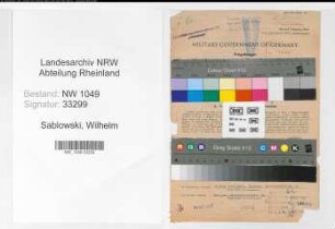 Entnazifizierung Wilhelm Sablowski , geb. 26.02.1907 (Lokfuehrer)
