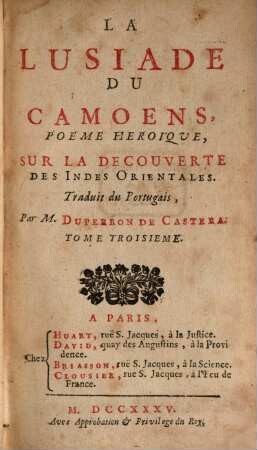 La Lusiade Du Camoens : Poème Héroique, Sur La Découverte Des Indes Orientales. 3