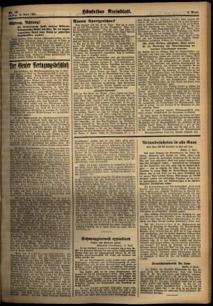 Zweite Ausgabe vom Freitag, den 13. April 1934.