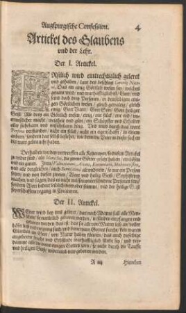 Artickel des Glaubens und der Lehr.