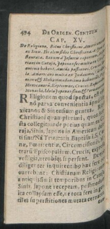 Cap. XV. De Religione ...