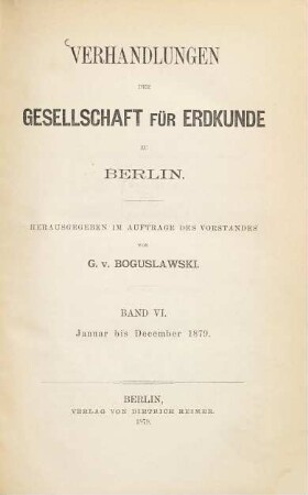 Verhandlungen. 6. 1879, Jan. - Dez.